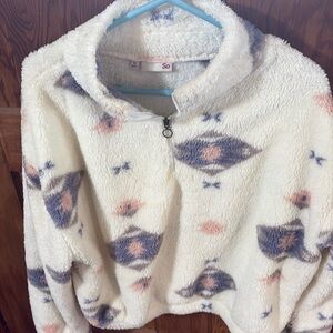 So Women's Cream and Blue Fleece Jacket